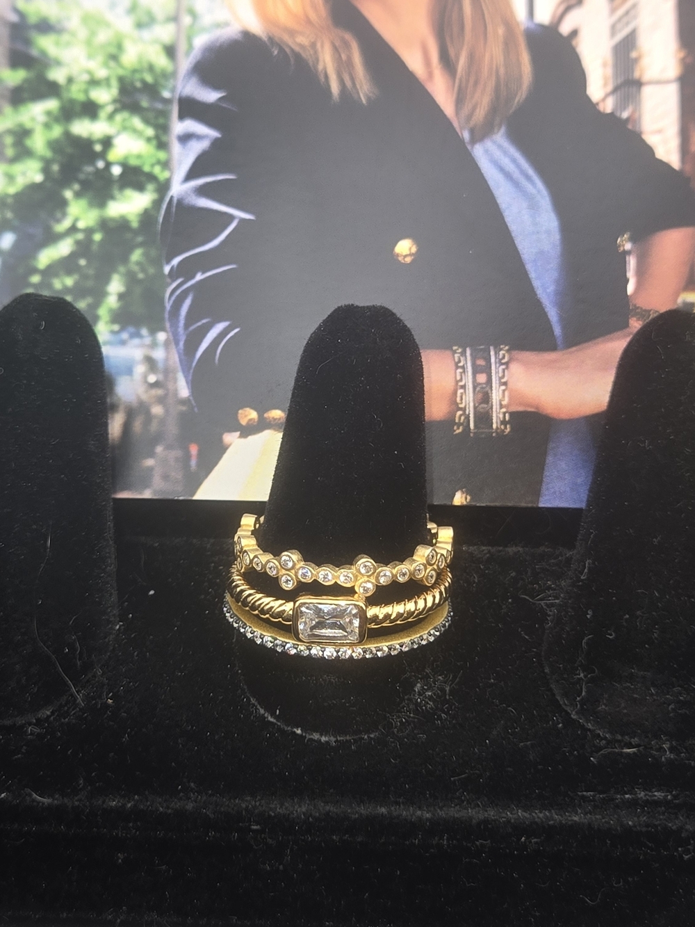 Frieda Rothman FR 925 Sterling Stackable Crystal Ring Set - Women Size 10s